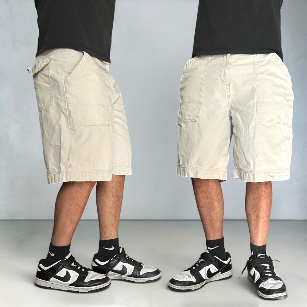 Zonz Vintage Skater Cargo Shorts Baggy Khaki Tan Y2K 90s Size 32